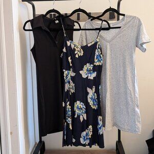 Sundress Bundle (3 Dresses) — Ribbed tank dress, flower sundress, tshirt dress